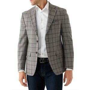 TALLIA Black & Gray Glen Plaid Sport Blazer